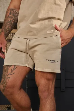 Shorts<Youngla 153-Immortal Club Shorts Black Wash|Brown Wash|Sand Wash|Slate Wash
