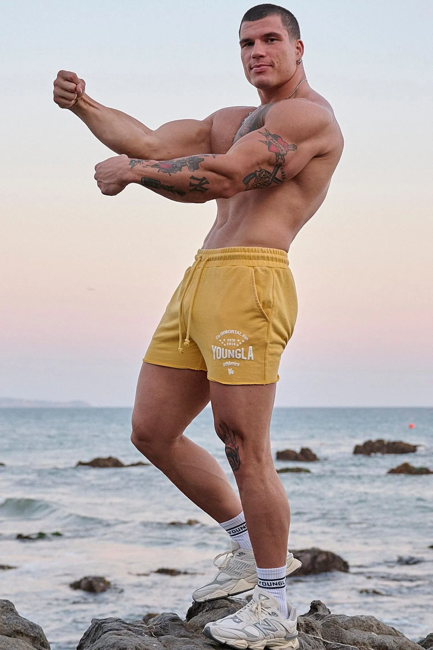 Shorts<Youngla 152-Immortal Shorts Black Wash|Beige Wash|Grey Wash|Red Wash