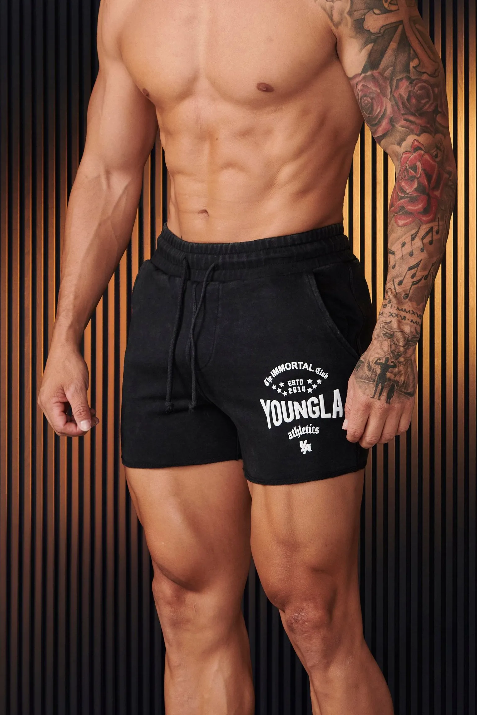 Shorts<Youngla 152-Immortal Shorts Black Wash|Beige Wash|Grey Wash|Red Wash