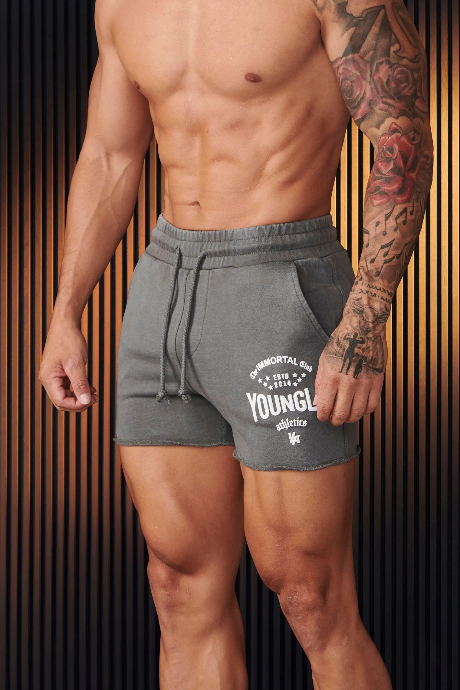 Shorts<Youngla 152-Immortal Shorts Black Wash|Beige Wash|Grey Wash|Red Wash