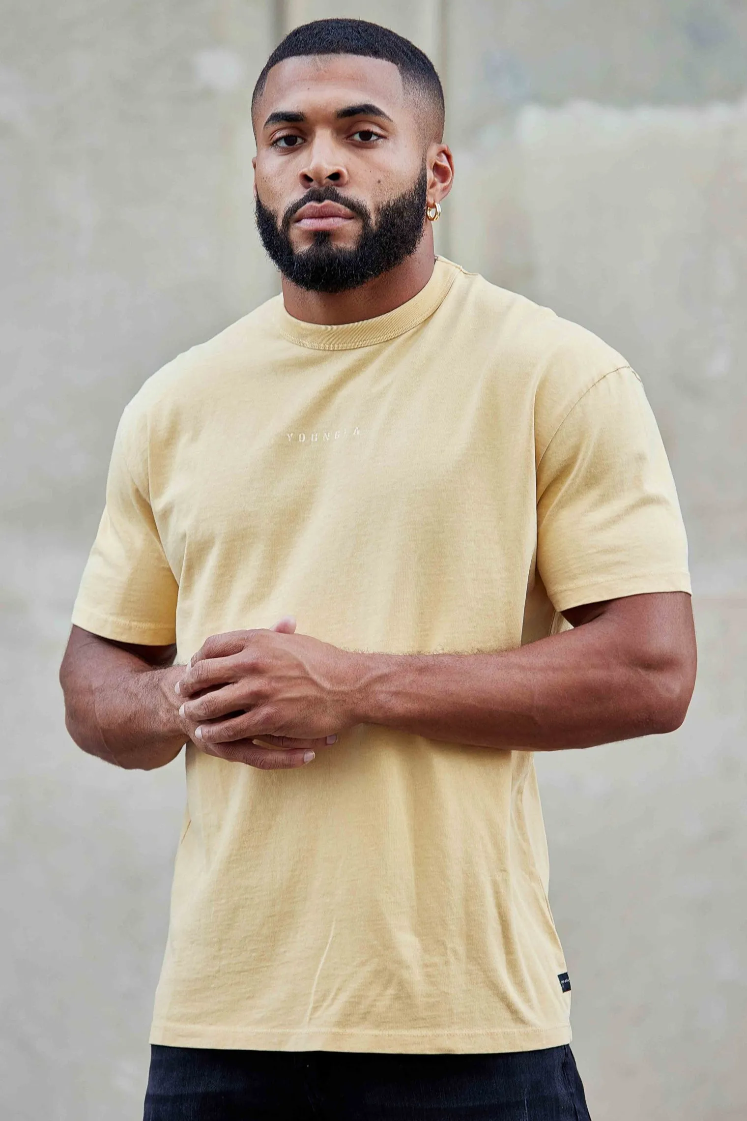 Shirts<Youngla 472-Mellow Logo Tees Black Wash|Cream Wash|Coal Wash|Dusty Pink Wash
