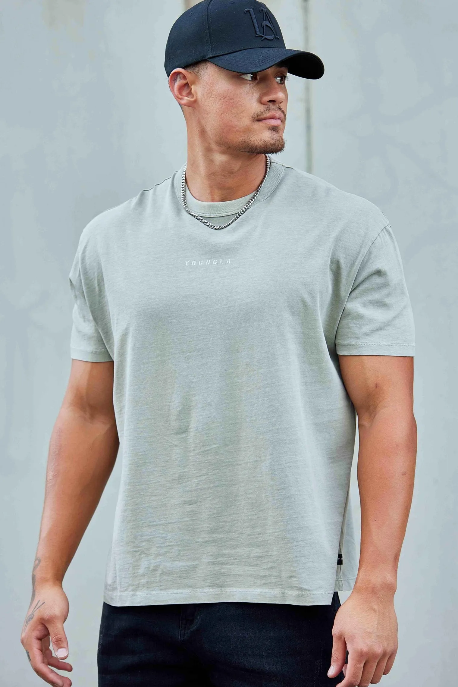 Shirts<Youngla 472-Mellow Logo Tees Black Wash|Cream Wash|Coal Wash|Dusty Pink Wash