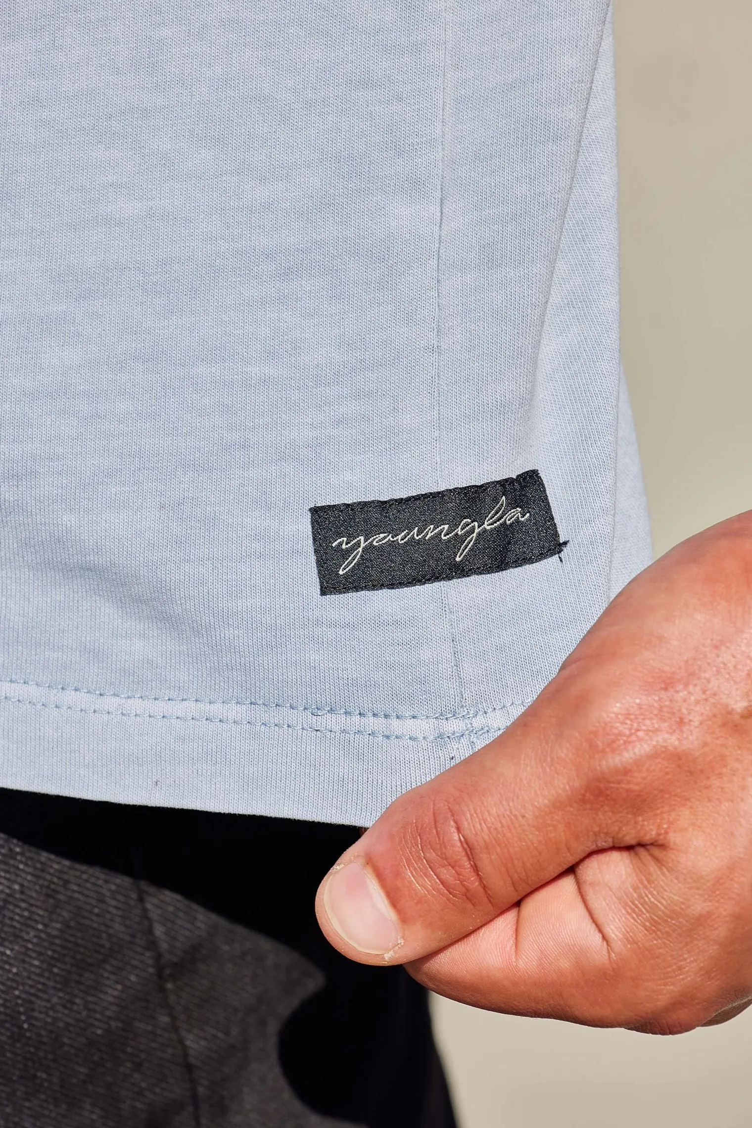 Shirts<Youngla 472-Mellow Logo Tees Black Wash|Cream Wash|Coal Wash|Dusty Pink Wash