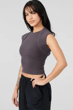 Tops<Youngla W414 Luxe Ribbed Tee Black|Blue Fog|Odyssey Grey|Roasted Almond