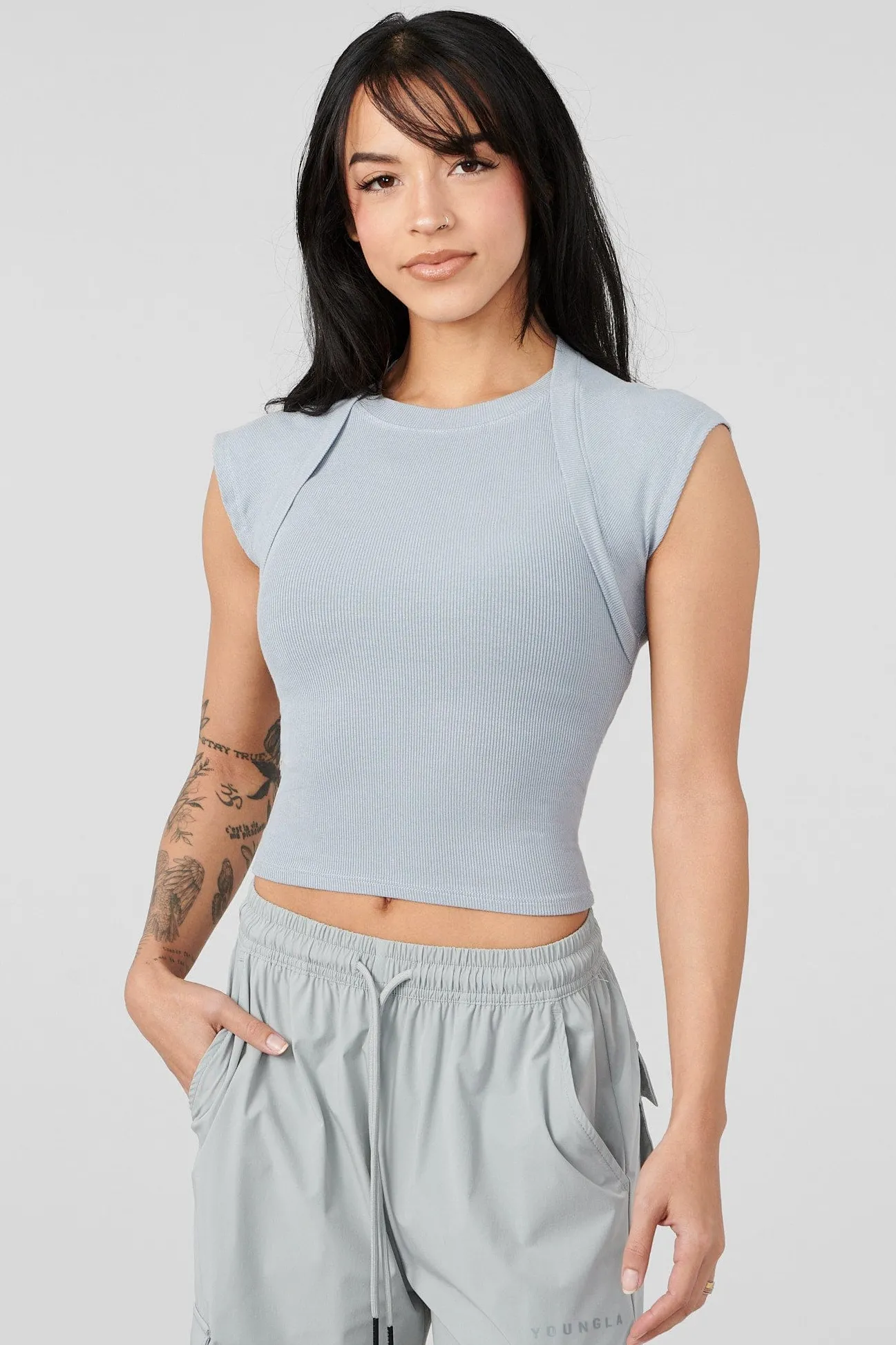 Tops<Youngla W414 Luxe Ribbed Tee Black|Blue Fog|Odyssey Grey|Roasted Almond