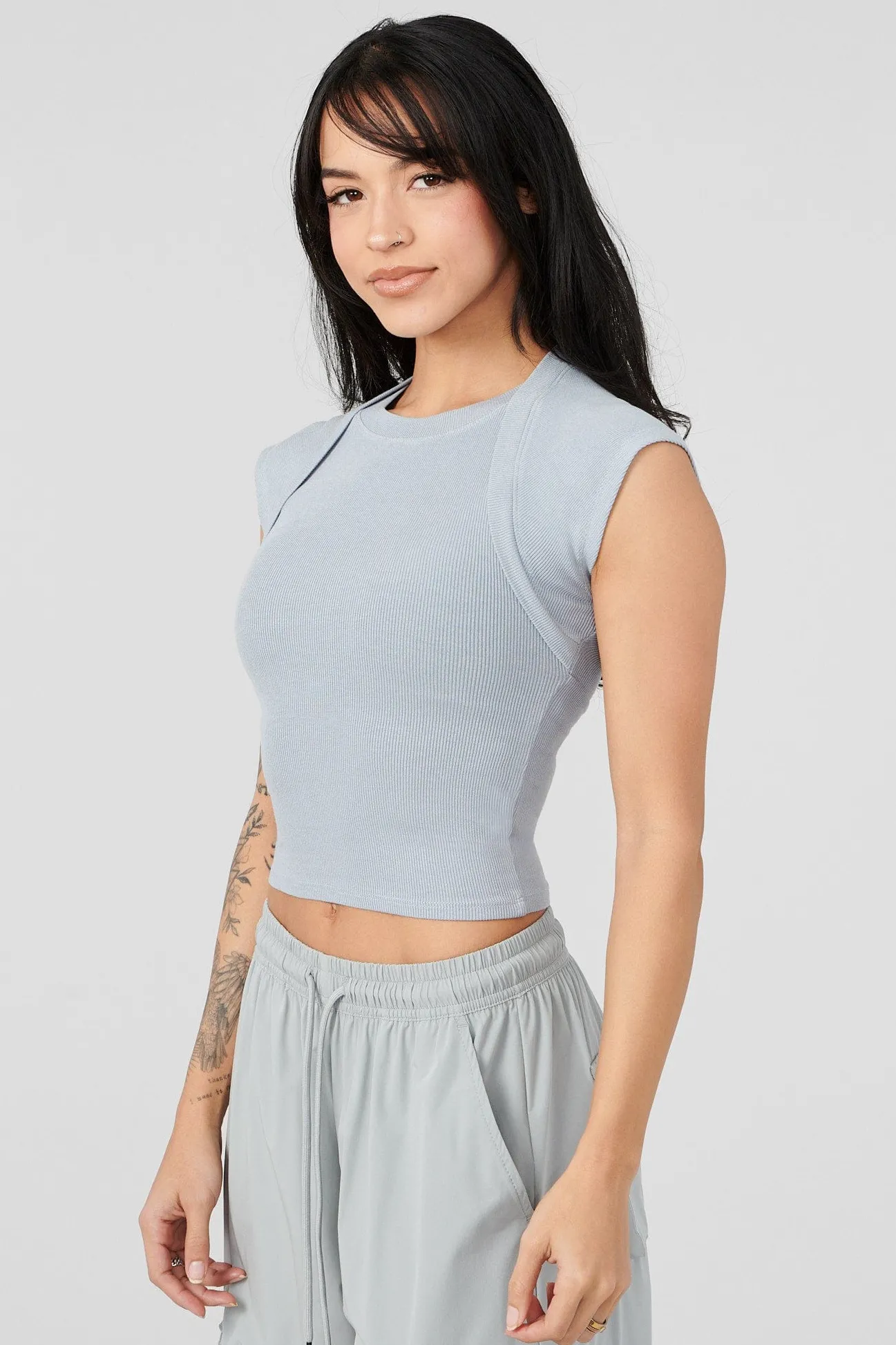 Tops<Youngla W414 Luxe Ribbed Tee Black|Blue Fog|Odyssey Grey|Roasted Almond