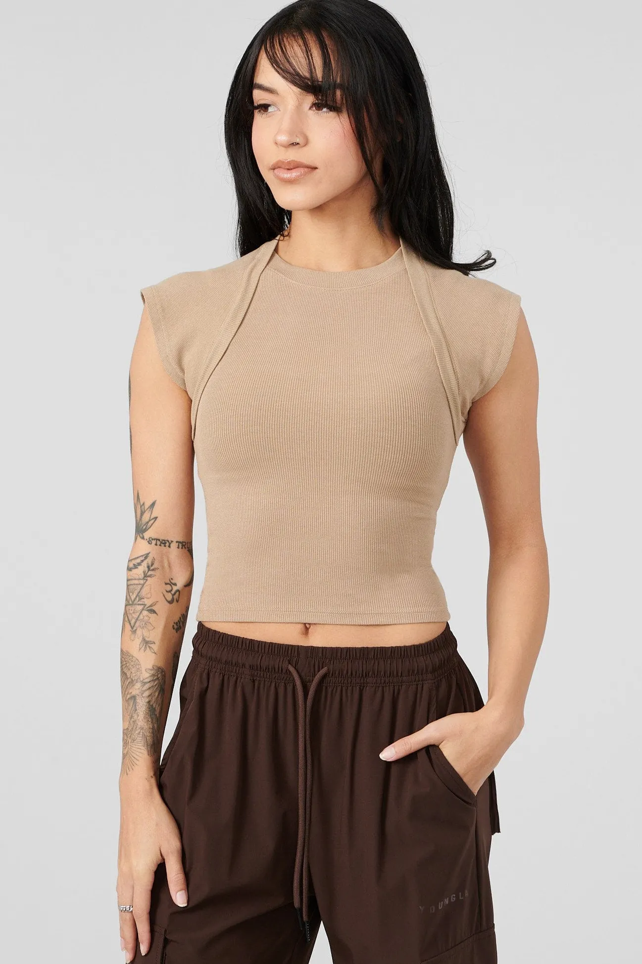Tops<Youngla W414 Luxe Ribbed Tee Black|Blue Fog|Odyssey Grey|Roasted Almond