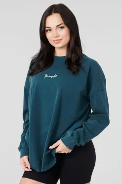 Tops<Youngla W416 Retro Long Sleeve Teal Wash|Black Wash|Light Grey Wash|Stone Grey Wash