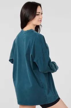 Tops<Youngla W416 Retro Long Sleeve Teal Wash|Black Wash|Light Grey Wash|Stone Grey Wash