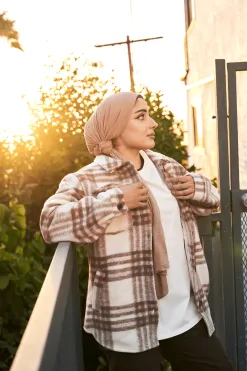 Outerwear<Youngla W515-Urban Shacket Taupe|Beige Plaid|Black|Black Plaid
