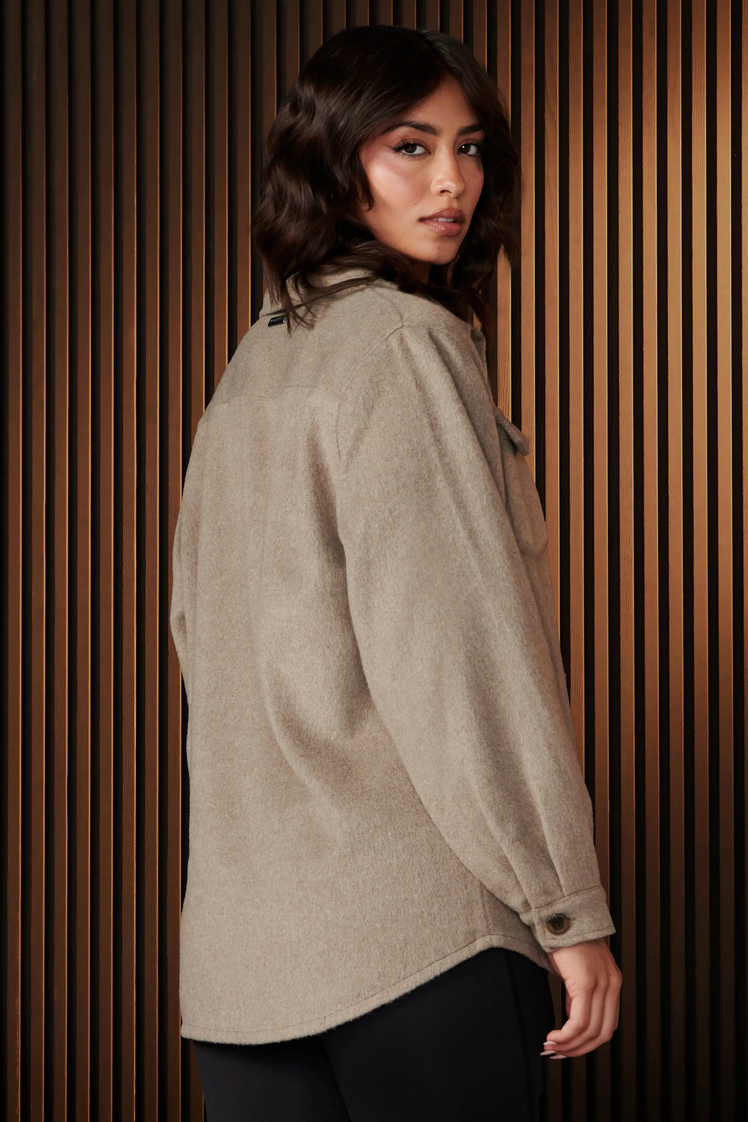 Outerwear<Youngla W515-Urban Shacket Taupe|Beige Plaid|Black|Black Plaid